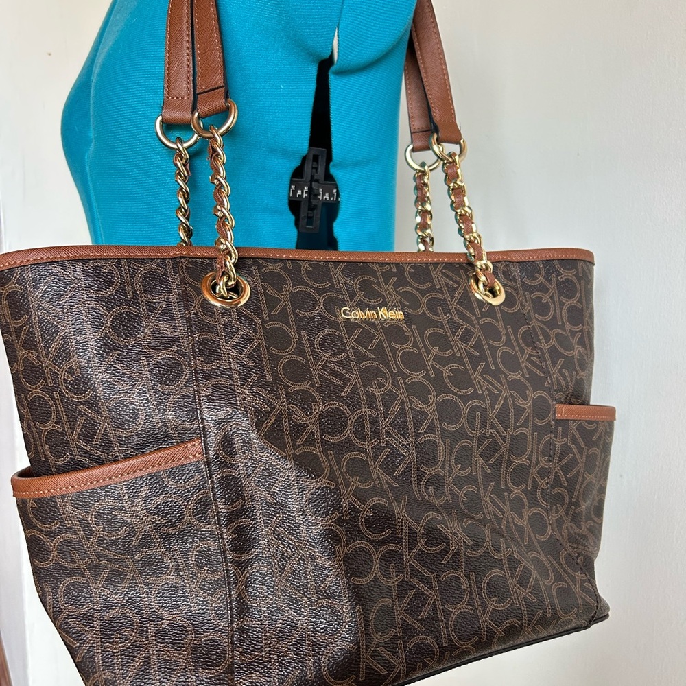 Calvin Klein Brown Monogram Tote Bag Hayden